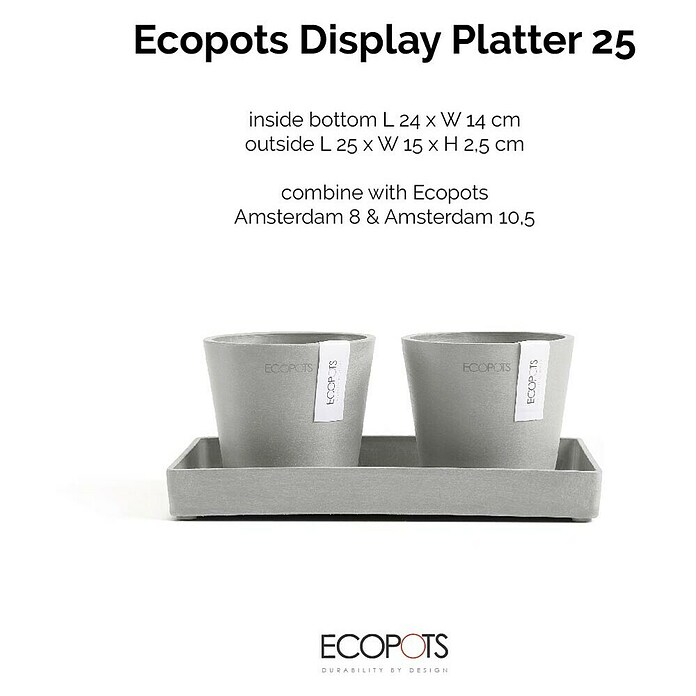 Ecopots Blumentopf-Untersetzer (L x B x H: 25 x 15 x 2,5 cm, Kunststoff, Weißgrau) | BAUHAUS