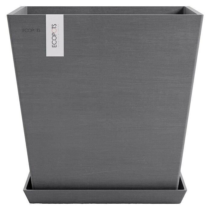 Ecopots Rotterdam Pflanzkasten mit Wasserspeicher (Außenmaß (L x B x H): 43,6 x 43,6 x 42,5 cm, Kunststoff, Grau) | BAUHAUS