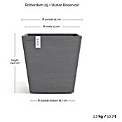 Ecopots Rotterdam Pflanzkasten mit Wasserspeicher (Außenmaß (L x B x H): 25,2 x 25,2 x 24,5 cm, Kunststoff, Grau) | BAUHAUS