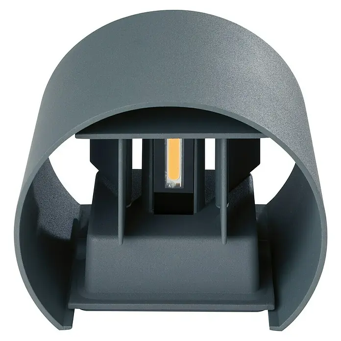 Starlux LED-Außenwandleuchte Umea - 8 W, 11,6 x 13,6 x 10 cm, Anthrazit, IP54 - Nahaufnahme einer modernen, grauen Wandleuchte mit LED-Beleuchtung, ideal für Außenbereiche.