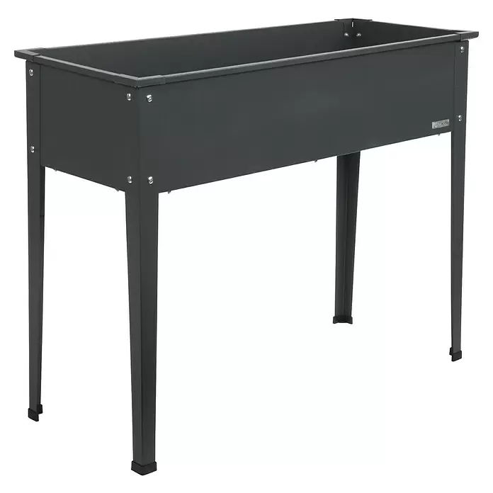 Floraworld Hochbeet - 80 x 100 x 40 cm, Metall, Anthrazit - Dunkelgrauer Pflanzkasten aus Metall auf vier Beinen.
