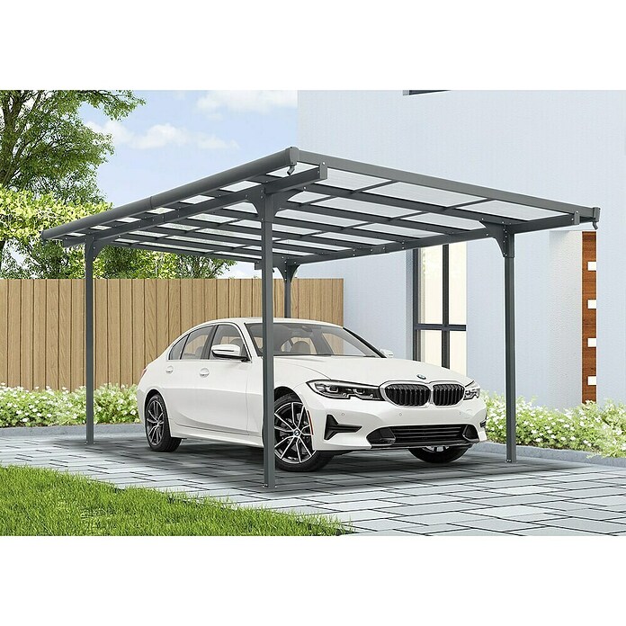 Floraworld Carport (Außenmaß inkl. Dachüberstand (B x T): 2,99 x 4,96 m, Einzelcarport, Anthrazit) | BAUHAUS