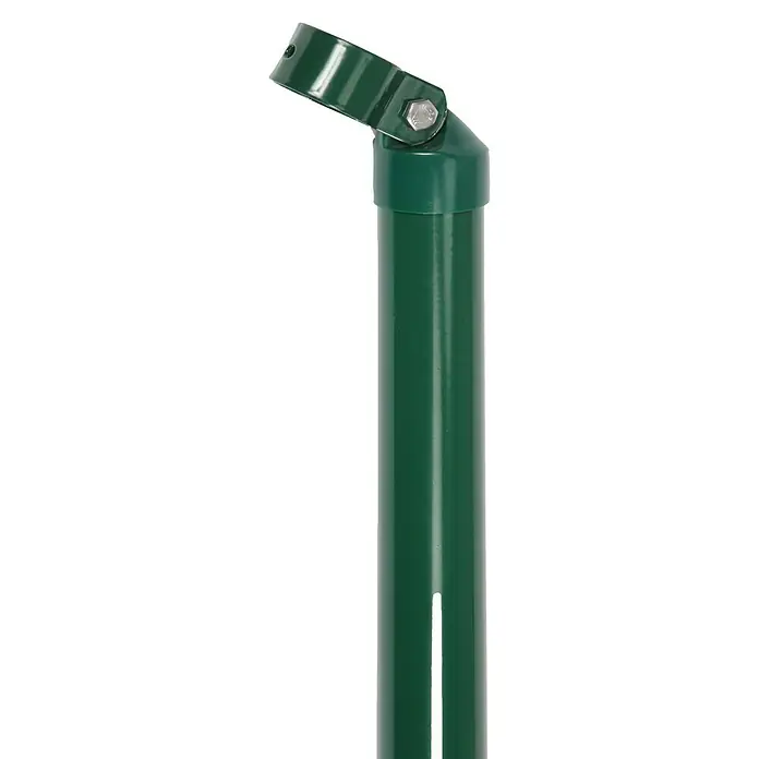 Floraworld Zaunstrebe - Länge: 150 cm, Durchmesser: 34 mm, Moosgrün - Grüner Erdspieß für Fahnenmast mit geneigtem Aufsatz und Schlitz am unteren Ende. Ideal für die Gartenfahnenbefestigung.