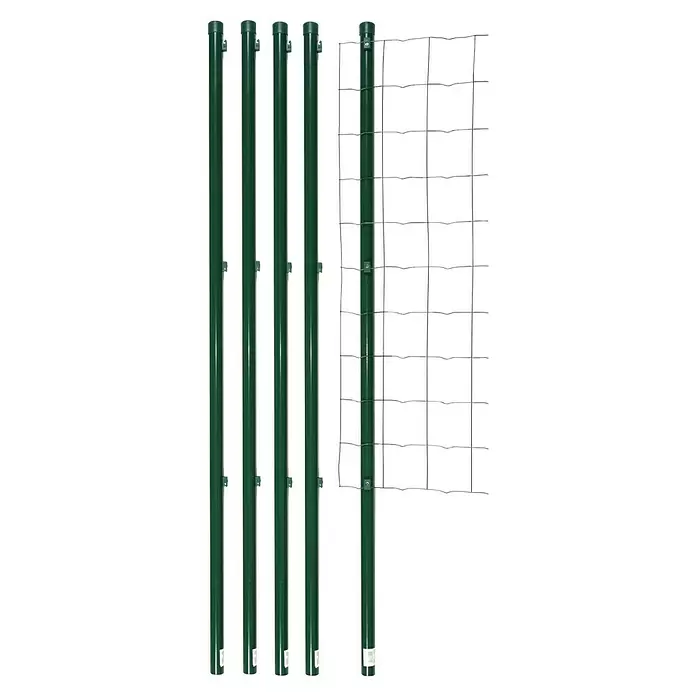 Floraworld Zaunpfosten-Set - Länge: 34 mm - Set grüner Metallzaunpfähle, teils mit Drahtgeflecht für Zäune.