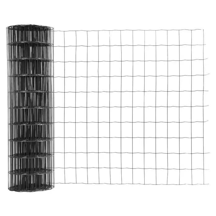 Floraworld Gitterzaun Classic - 25 m x 100 cm, Anthrazit - Gerollter Drahtgeflechtzaun aus Metall für verschiedene Zaunanwendungen.