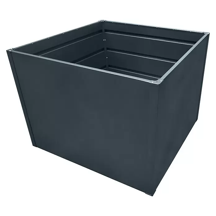 Floraworld Hochbeet Twin-Wall - 90 x 90 x 76 cm, Stahl, Anthrazit - Dunkelgrauer quadratischer Metall-Pflanzkasten mit internen Verstärkungsplatten.