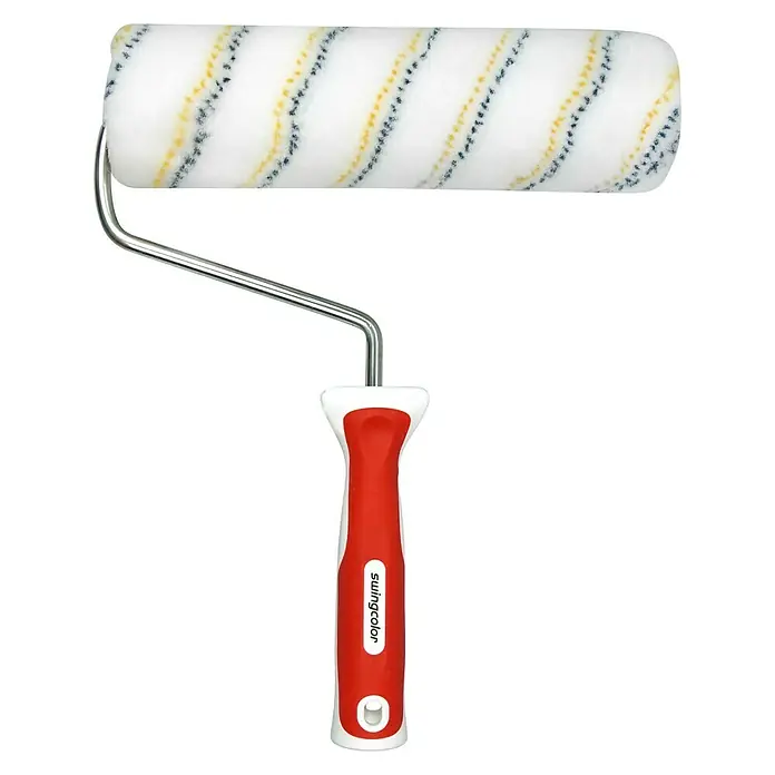swingcolor Premium Spezialroller 2K - Breite Walze: 25 cm, Bügelstärke: 8 mm, Bügellänge: 30 cm - Farbtrommel mit rotem Griff, ideal zum Malen von Wänden und Oberflächen. Hochwertige Verarbeitung für ein gleichmäßiges Ergebnis.
