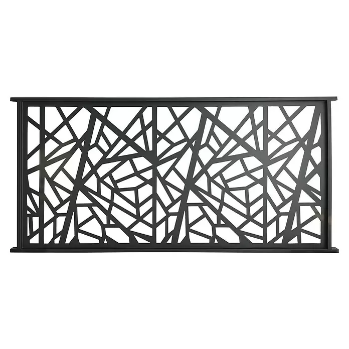 Floraworld Vorgartenzaun Amsterdam - 200 x 100 cm, Aluminium - Dunkelgrauer rechteckiger Sichtschutz mit abstraktem, verzweigtem geometrischem Muster, gerahmt.