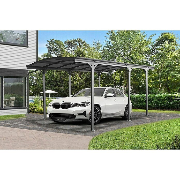 Floraworld Carport (Außenmaß inkl. Dachüberstand (B x T): 3 x 5,05 m, Einzelcarport, Anthrazit) | BAUHAUS