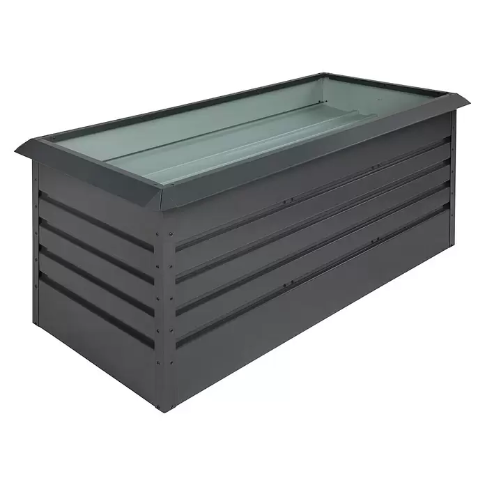 Floraworld Hochbeet - 70 x 162 x 82 cm, Stahl, Anthrazit - Dunkelgraues Hochbeet aus Metall mit gerippten Seiten zum Bepflanzen.