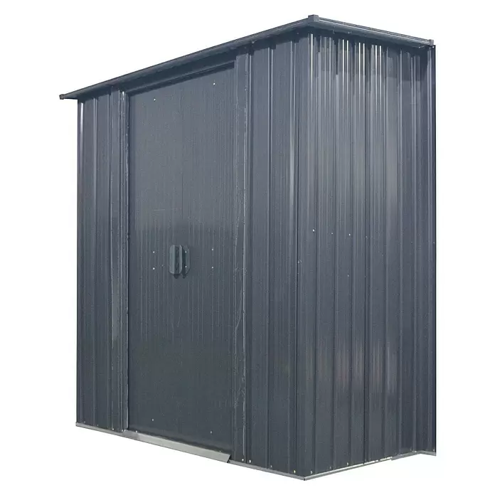 Floraworld Anbauschrank - Passend für: floraworld Gerätehäuser mit Sattel- oder Pultdach - Grauer Wellblech-Gartenschuppen mit Einzeltür, für die Lagerung im Freien.
