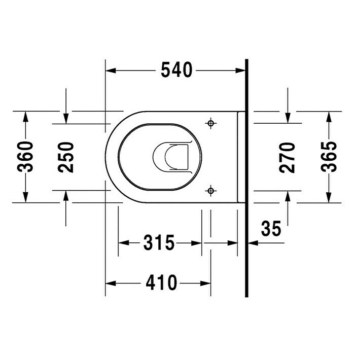 Duravit Starck 3 Wand-WC (Ohne WC-Sitz, Mit antibakterieller Glasur, Tiefspüler, Weiß)