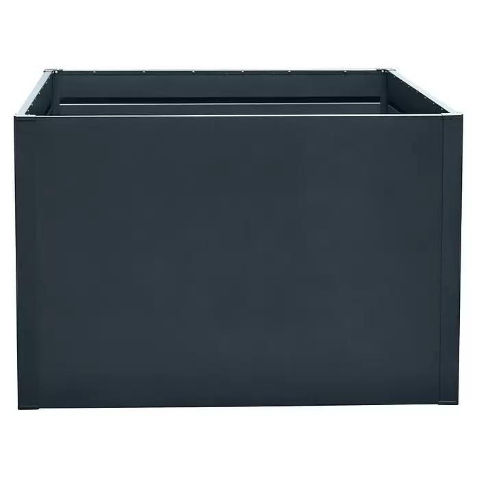 Floraworld Hochbeet Twin-Wall - 90 x 90 x 76 cm, Stahl, Anthrazit - Anthrazitfarbener rechteckiger Metall-Pflanzkasten.