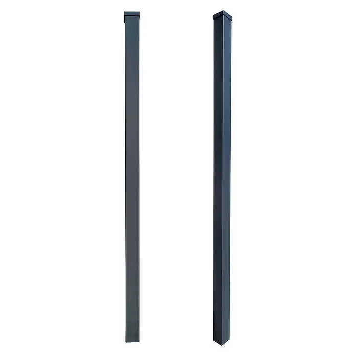 Floraworld Zaunpfosten - Höhe: 160 cm, Durchmesser: 6,3 cm, Anthrazit, Aluminium, Zum Einbetonieren - Zwei dunkelgraue, rechteckige Metallpfosten.