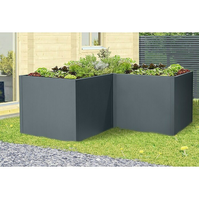 Floraworld Hochbeet Twin-Wall (180 x 180 x 76 cm, Stahl, Anthrazit) | BAUHAUS