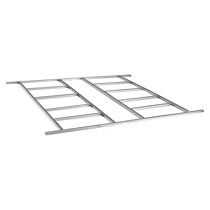 Floraworld Fundamentrahmen - Passend für: Floraworld Gerätehaus mit Pultdach 239 x 279 x 202 cm - Silberfarbenes Metallrahmen-System für Baukonstruktionen.