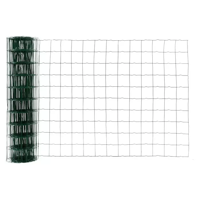 Floraworld Gitterzaun Carat - 20 m x 100 cm, Moosgrün - Gerollter grüner Maschendrahtzaun, teilweise abgerollt, für Garten- und Grundstückseinzäunung.