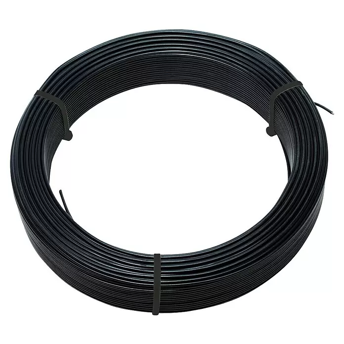 Floraworld Spanndraht - Länge: 110 mm, Durchmesser: 3,1 mm, Anthrazit - Aufgerolltes schwarzes Kabel, mit Bändern gesichert.
