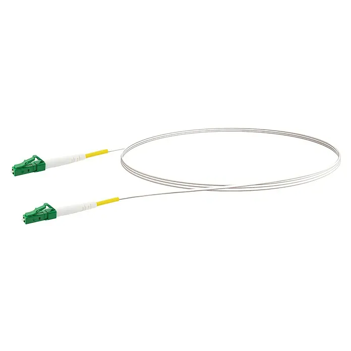 Schwaiger Glasfaser-Netzwerkkabel LC/APC-LC/APC - 3 m, Weiß, Bis zu 10 Gbit/s - Weißes Glasfaserkabel mit grünen Steckern, ideal für schnelle Datenübertragung und zuverlässige Netzwerkverbindungen.
