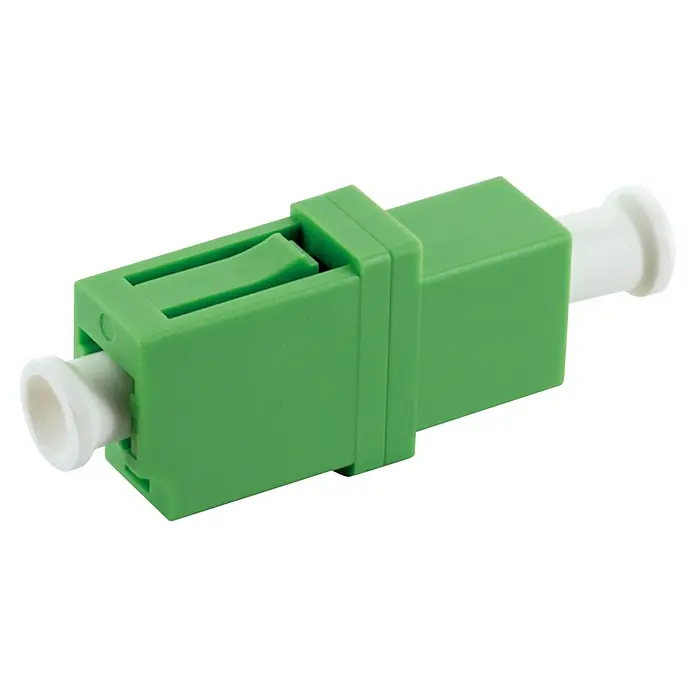 Schwaiger Adapter Glasfaser Simplex o. Flagge - 1 Stk. - Grüner LWL-Adapter mit weißen Enden für die Verbindung von Glasfaserkabeln, ideal für Netzwerkinstallationen.