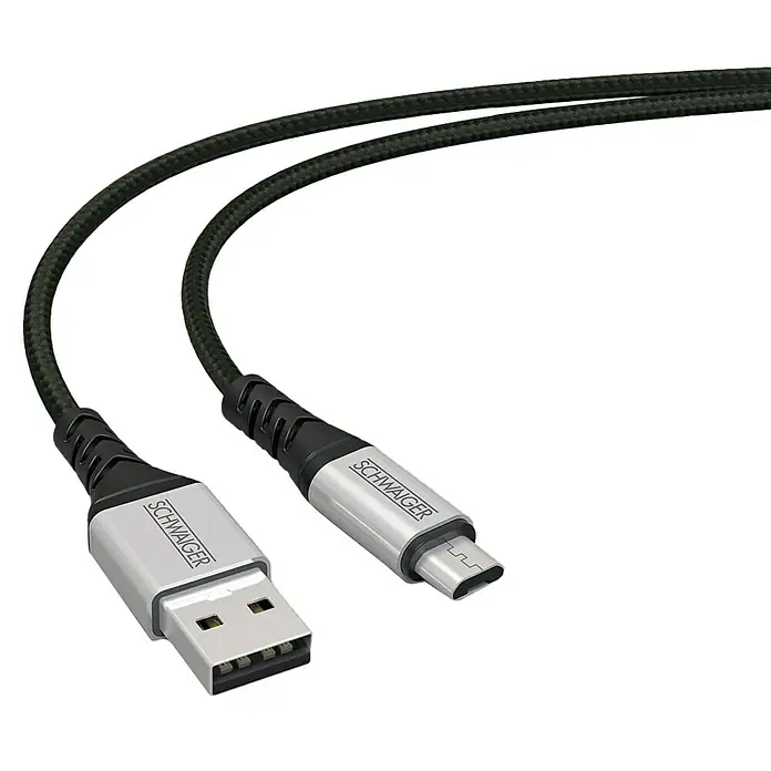 Schwaiger USB-Ladekabel - Länge: 1,2 m, USB A-Stecker, USB Micro-B-Stecker - USB-Kabel von SCHWAIGER mit USB-A- und USB-C-Anschlüssen für schnelle Datenübertragung und zum Aufladen von Geräten. Hochwertiges Kabel mit robustem Design.