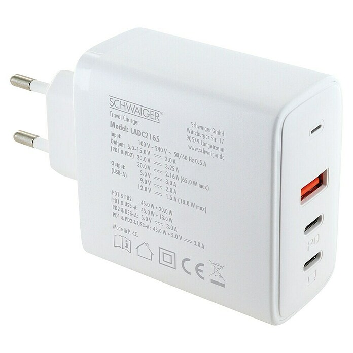 Schwaiger USB-Ladeadapter (USB A-Stecker, USB C-Stecker) | BAUHAUS