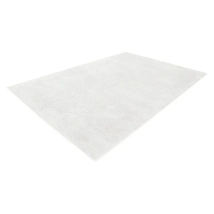 Kayoom Hochflorteppich Bali - Elfenbein, 150 x 80 cm, 100 % Polyester - Ein weißer Teppich, der auf einem weißen Hintergrund liegt und ein schlichtes, elegantes Aussehen hat. Perfekt für minimalistische Einrichtungen.