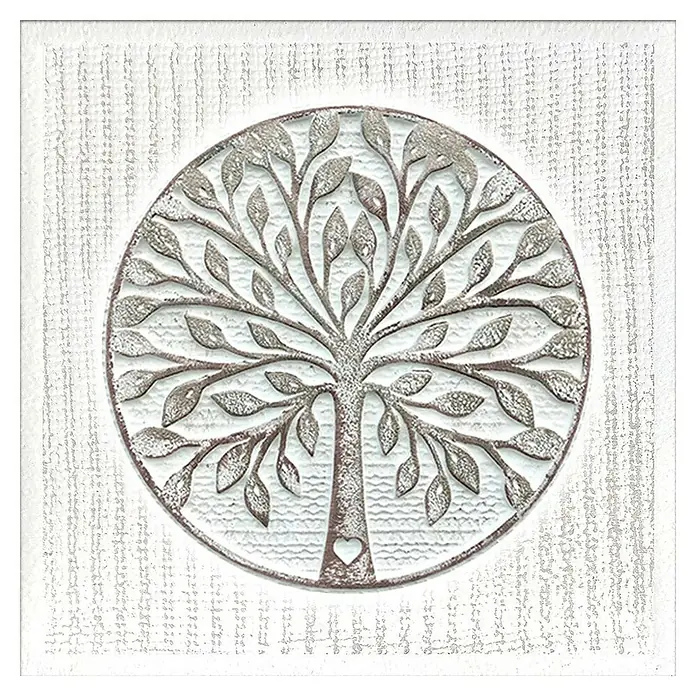 Cuadro con relieve Árbol Vida redondo - Árbol Vida, An x Al: 40 x 40 cm - Decoración de pared con un árbol de la vida estilizado en un marco circular, ideal para añadir un toque de serenidad a cualquier espacio.