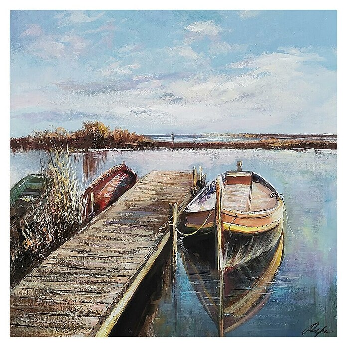 Cuadro pintado a mano Barca La Albufera (Abstracto, An x Al: 50 x 50 cm) | BAUHAUS