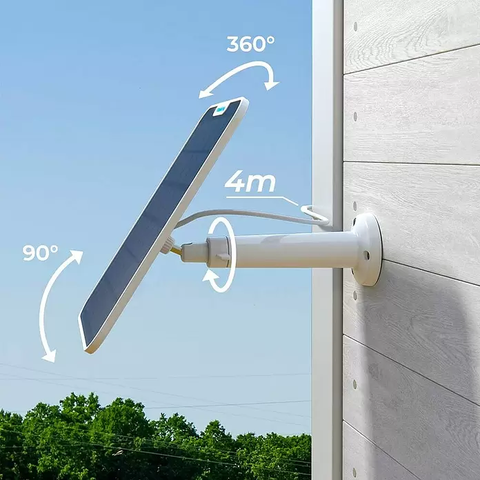 Reolink Panel SOLAR PANEL 2 - IP65, Weiß - Verstellbares weißes Solarpanel mit 4m Kabel, Wandmontage. 360° Rotation und 90° Neigung für optimale Ausrichtung.