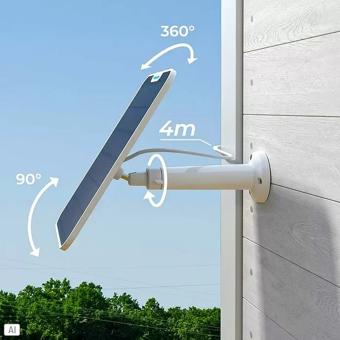 Reolink Panel SOLAR PANEL 2 - Weiß - Verstellbares weißes Solarpanel mit 4m Kabel, Wandmontage. 360° Rotation und 90° Neigung für optimale Ausrichtung.