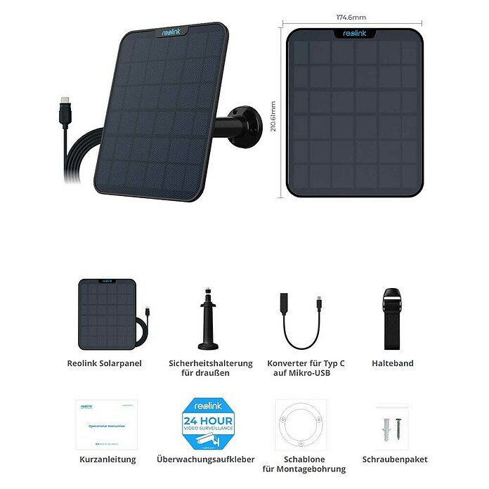 Reolink Set Akku-Überwachungskamera ARGUS SERIES B430 mit Solarpanel (Erfassungsreichweite: 10 m) | BAUHAUS