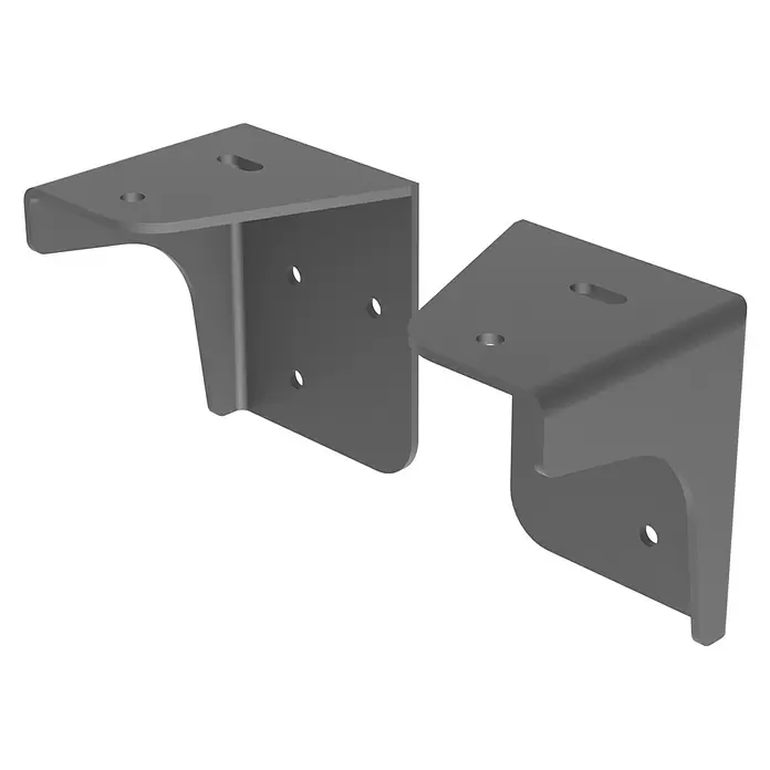 SM Deckenadapter - 195 x 160 x 155 mm, Anthrazitgrau, Passend für: SM Vollkassettenmarkisen, 2 Stk. - Zwei dunkelgraue L-förmige Metallhalterungen mit verschiedenen Befestigungslöchern.