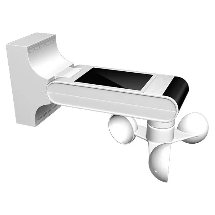 SM Wind- & Sonnensensor - 220 x 140 x 120 mm, Passend für: SM Gelenkarm-, Hülsen- & Vollkassettenmarkisen - Weiße Wetterstation mit Solarpanel, Regenmesser und Schalenkreuzanemometer.