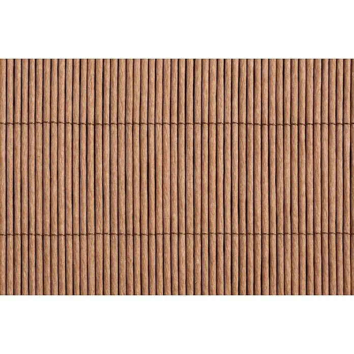 Gardol Sichtschutz - 3 x 0,9 m, Braun - Detailaufnahme einer braunen Bambusmatte, die durch feine Fäden zusammengehalten wird, ideal als natürlicher Hintergrund.