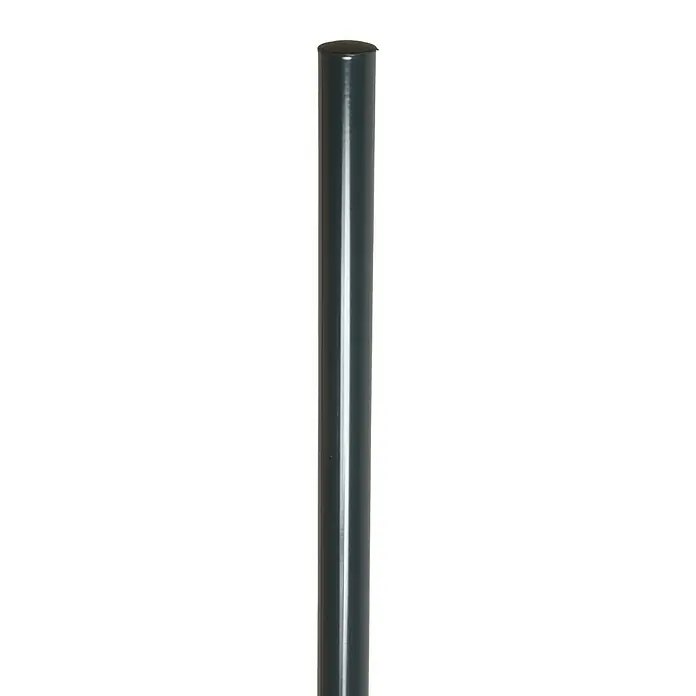 Floraworld Zaunpfosten - Höhe: 175 cm, Durchmesser: 3,4 cm, Anthrazit, Stahl - Abbildung einer grauen Metallstange mit abgerundetem Ende, isoliert auf schwarzem Hintergrund, ideal für Produktvisualisierungen.