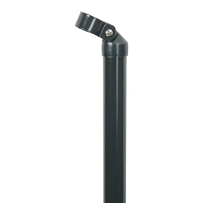 Floraworld Zaunstrebe - Länge: 150 cm, Durchmesser: 34 mm, Anthrazit - Nahaufnahme einer grauen, verstellbaren Mikrofonständerhalterung aus Kunststoff vor einem neutralen Hintergrund.