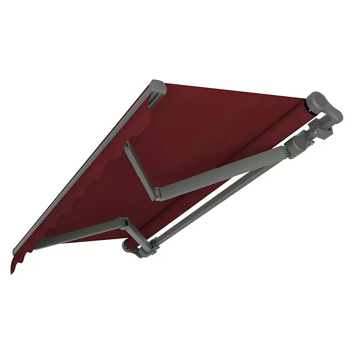 SM Gelenkarmmarkise T-407/11 - Rot, Farbe Gestell: Anthrazitgrau, Breite: 5 m, Ausfall: 3 m - Rote Gelenkarmmarkise.