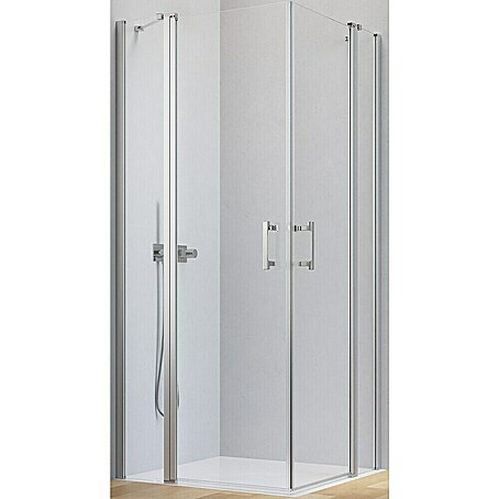 Camargue Level 5 Eckdusche (90 x 90 x 200 cm, Unbeschichtet, DIN Anschlag: Links/Rechts)