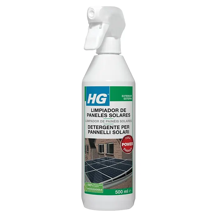 HG Limpiador de paneles solares - 500 ml, Botella - Limpiador de paneles solares HG para la limpieza y mantenimiento, asegura una producción de energía óptima y longevidad.