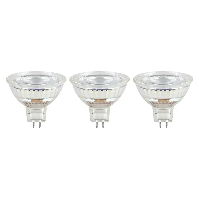 Osram Star LED-Lampen Set MR16 - 6,5 W, 630 lm, 3 Stk. - Nahaufnahme von drei MR16 LED-Lampen, die modernes Design und Energieeffizienz für die Beleuchtungslösung vereinen.