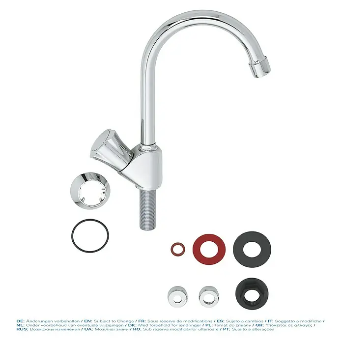 Grohe Costa Kaltwasser-Standventil - Chrom, Glänzend - Bild einer Armatur mit Zubehörteilen.