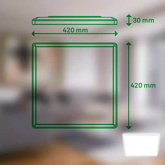Brilo LED-Panel - 14 W, L x B x H: 42 x 42 x 3 cm, Weiß, Neutralweiß - Quadratische weiße LED-Deckenleuchte mit den Maßen 420x420x30 mm.