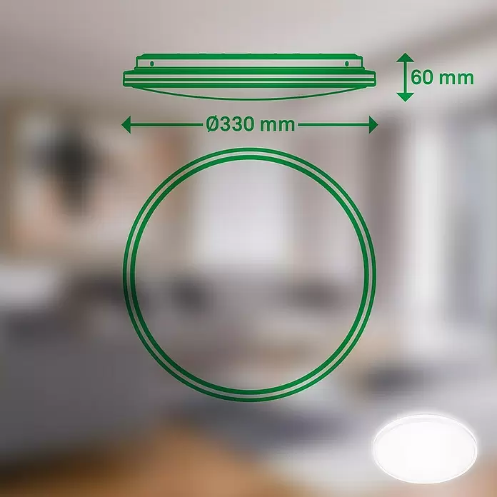 Brilo LED-Panel rund - 8,5 W, Ø x H: 33 x 6 cm, Weiß, Neutralweiß - Weiße runde LED-Deckenleuchte, Ø330 mm Durchmesser, 60 mm Höhe.