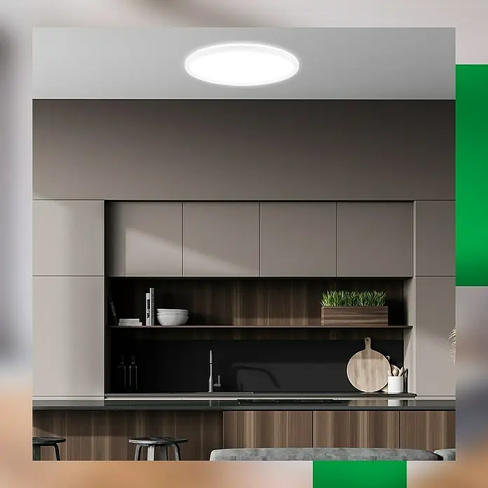Brilo LED-Panel rund - 14 W, Ø x H: 42 x 3 cm, Weiß, Neutralweiß - Moderne Deckenleuchte mit runder Form in einem minimalistischen Küchendesign. Die Lampe sorgt für eine helle und gleichmäßige Ausleuchtung.