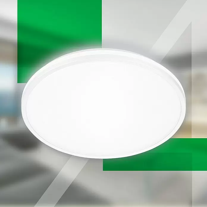 Brilo LED-Panel rund - 8,5 W, Ø x H: 33 x 6 cm, Weiß, Neutralweiß - Rundes, flaches, weißes LED-Deckenlicht.