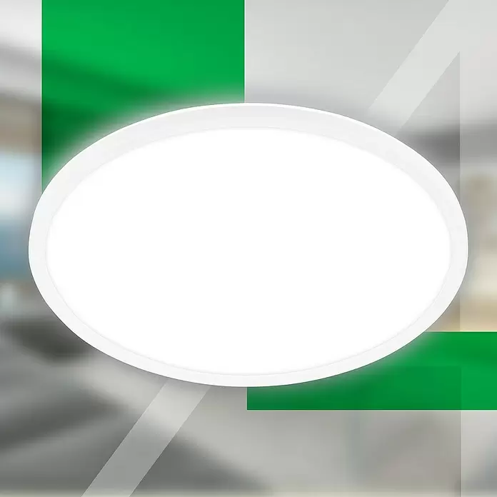 Brilo LED-Panel rund - 14 W, Ø x H: 42 x 3 cm, Weiß, Neutralweiß - Weißes Oval mit erhöhtem Rand.
