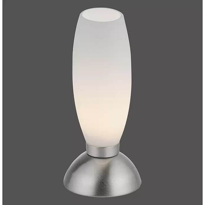 Paul Neuhaus LED-Tischleuchte Joy - L x B x H: 8,5 x 8,5 x 20 cm, Stahl, Warmweiß - Tischleuchte aus mattiertem Glas mit einem Sockel aus gebürstetem Metall.