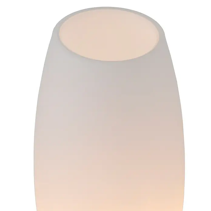Paul Neuhaus LED-Tischleuchte Joy - L x B x H: 8,5 x 8,5 x 20 cm, Stahl, Warmweiß - Nahaufnahme einer modernen, glatten weißen Vase. Perfekt als Dekorationsstück für Ihr Zuhause.