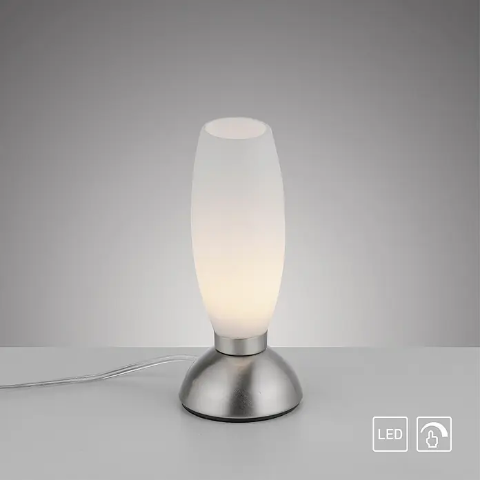 Paul Neuhaus LED-Tischleuchte Joy - L x B x H: 8,5 x 8,5 x 20 cm, Stahl, Warmweiß - Elegante LED-Tischleuchte mit Touch-Funktion. Das satinierte Glas sorgt für ein angenehmes Licht, ideal als Nachttischlampe.